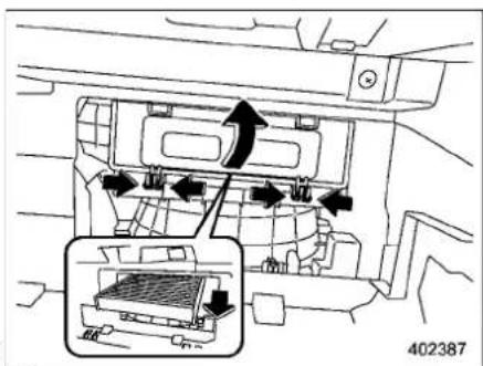 Technical diagram showing airflow or ventilation system inside a vehicle, with labeled components and directional arrows indicating flow direction.