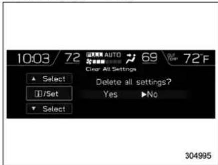 10:03 72 AUTO 69 72°F Clear All Settings Select Delete all settings? //Set Yes ▶No Select 304995