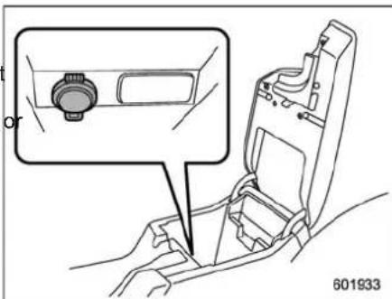 Technical diagram showing a car interior with a dial indicator and a component labeled '601933'