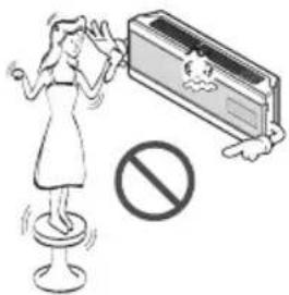 Illustration showing a woman reacting to a high-speed car with a 'no' symbol, next to a stopper and a distressed air conditioner.