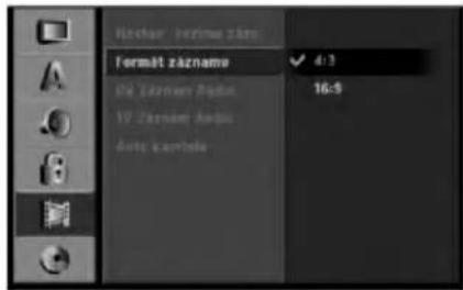 Nachar zázname Format zázname 4:3 10 Zarnem Podus 10 Zarnem Apclus Auto kavitela 16:5