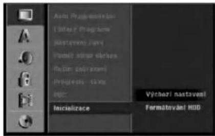 Auto Programs 1.0bit/2 Programs Nostaveni / 7ms Proteční střor čísídne Pozom zupřízení Proječnost: 15 ms Výchozí nastavení Inicializace Formátování HUD