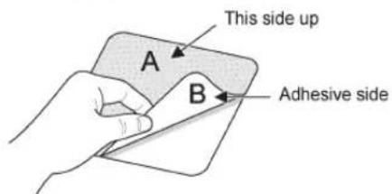 This side up A B Adhesive side