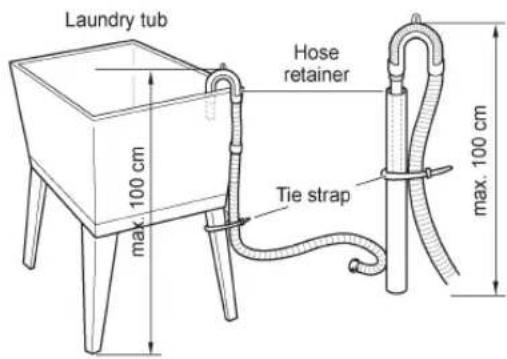 Laundry tub Hose retainer max. 100 cm Tie strap max. 100 cm