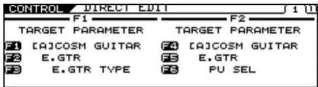 ROLAND VG-99 - Press [F6] (F1–F6) to enter the DIRECT EDIT screen. - 1