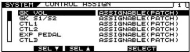 ROLAND VG-99 - Setting the GK VOLUME Control and Switch and the Pedal Function (SYSTEM CONTROL ASSIGN) - 2