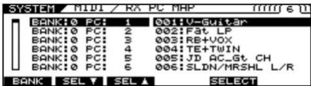 ROLAND VG-99 - RX PC MAP (RECEIVE PROGRAM CHANGE MAP) - 2