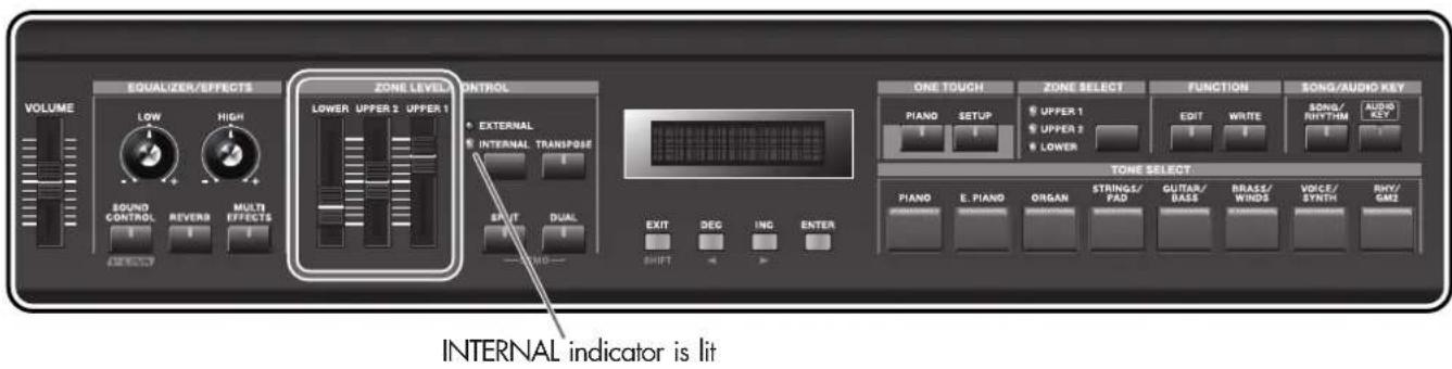 ROLAND RD-300GX - Adjusting the Volume Level for Individual Zones (ZONE LEVEL Sliders) - 1