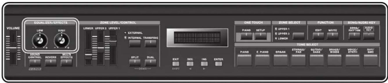 ROLAND RD-300GX - Adjusting the Levels of Each Frequency Range (EQUALIZER Knobs) - 1
