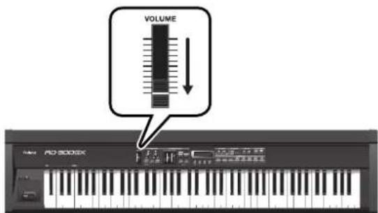 ROLAND RD-300GX - Before you turn on the power, use the VOLUME slider to minimize the volume. - 1