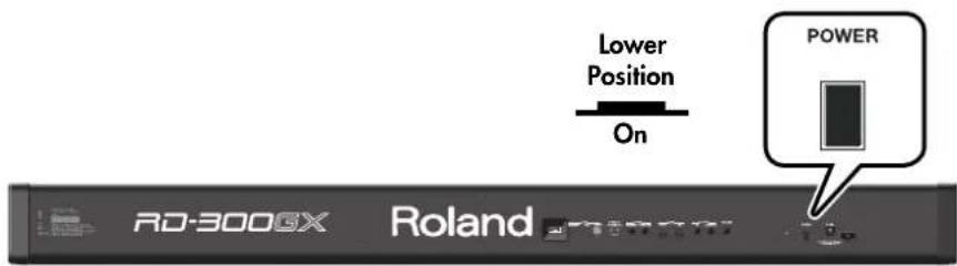 ROLAND RD-300GX - Press the [POWER] switch on the back of the RD-300GX to turn on the power. - 1