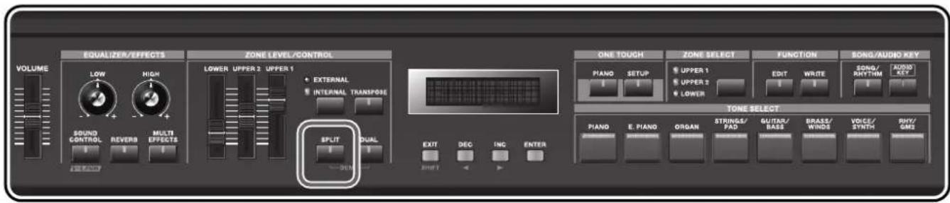 ROLAND RD-300GX - Playing Different Tones in Two Different Sections of the Keyboard ([SPLIT] Button) - 2