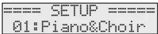 ROLAND RD-300GX - Use the [DEC] [INC] buttons or press one of the TONE SELECT buttons to select the Setup that you want to call up. - 1
