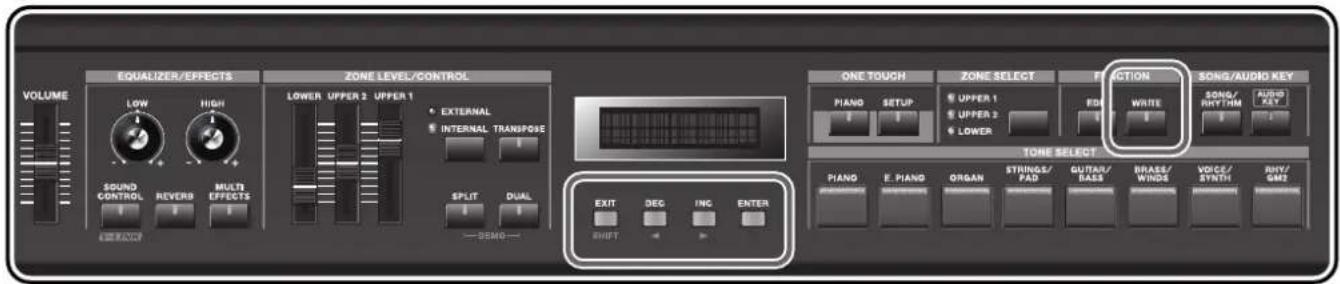 ROLAND RD-300GX - Storing Settings to Setups ([WRITE] Button) - 1