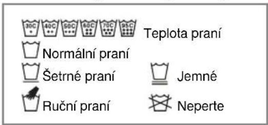 30C 40C 50C 60C 70C 95C Teplota praní Normální praní Šetrné praní Jemné Ruční praní Neperte