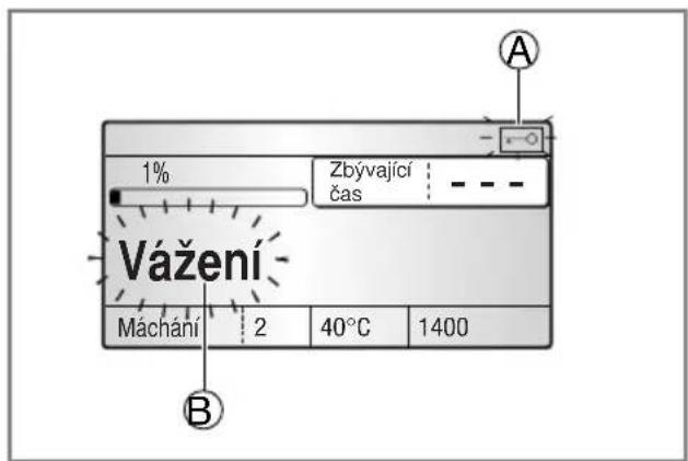 Vážení Máchání 2 40°C 1400 A 1% Zbývající čas B