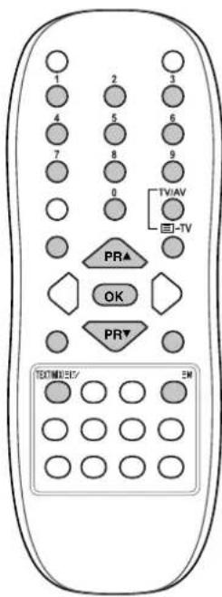 1 2 3 4 5 6 7 8 9 0 TV/AV TV-TV PR▲ OK PR▼ EBT/MED/CY EM