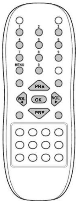 1 2 3 4 5 6 7 8 9 MENU 0 PR▲ VOL OK VOL PR▼ 12