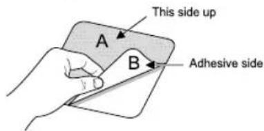 This side up A B Adhesive side