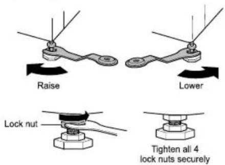 Raise Lower Lock nut Tighten all 4 lock nuts securely