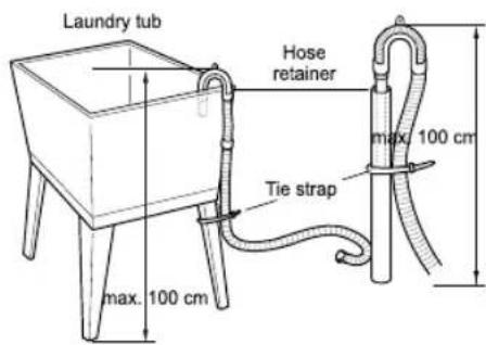 Laundry tub Hose retainer max. 100 cm Tie strap max. 100 cm