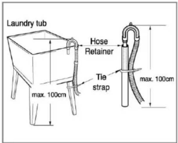 Laundry tub Hose Retainer Tie strap max. 100cm max. 100cm