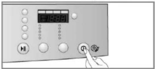 Diagram of a digital audio device control panel with playback buttons and a hand pressing the button