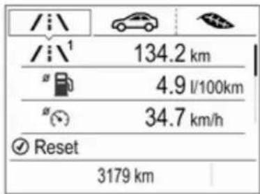 /i\ / i \ 1 134.2 km a 4.9 l/100km a 34.7 km/h ✓ Reset 3179 km