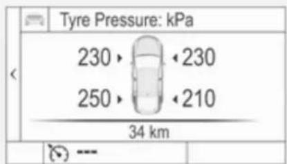 Tyre Pressure: kPa 230 • 230 250 • 210 34 km ---