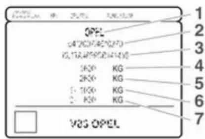 OPEN 1 2 3 4 5 6 7 V2G OPEL 04 200740070 10.17A499881410 5KG KG 2KG KG 1:100 KG 2:KG KG