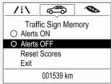 /i\\ Traffic Sign Memory ○ Alerts ON ○ Alerts OFF Reset Scores Exit 001539 km