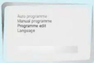 Auto programme Manual programme Programme edit Language
