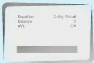 Equalizer Balance AVL Dolby Virtual 0 Off