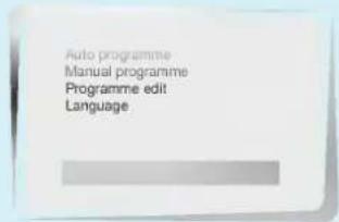 Auto programme Manual programme Programme edit Language