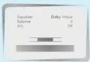 Equalizer Balance AVL Dolby Virtual 0 Off