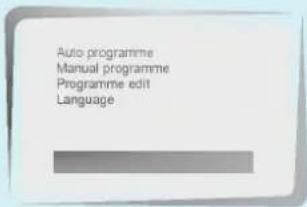 Auto-programme Manual programme Programme edit Language