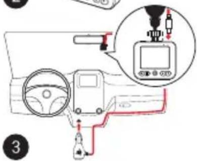 Diagram showing car dashboard connected to a sensor device with labeled parts and connection points