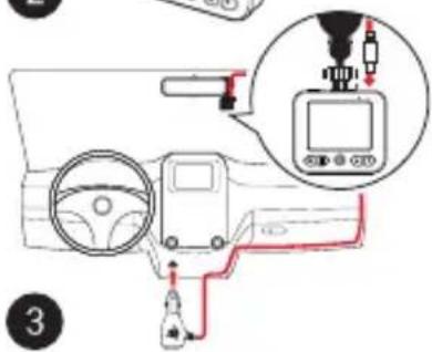 Diagram showing car dashboard and sensor interface with labeled components and a close-up of the device's internal connection.