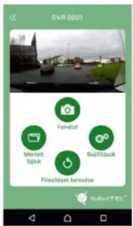 DVR 0001 Felvétel Mentett fájók Beállítúsk Frissbőések keresése NAVITEL®