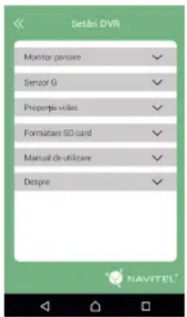 Setân DVR Monitor pancre Senzor G Proportie video Formatare SD card Manual de utilizare Despre