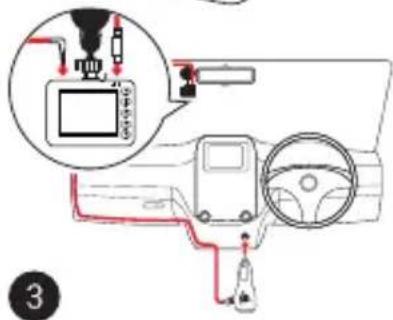 Diagram showing car interior wiring and component insertion, with labeled parts and a magnified inset highlighting the connector.