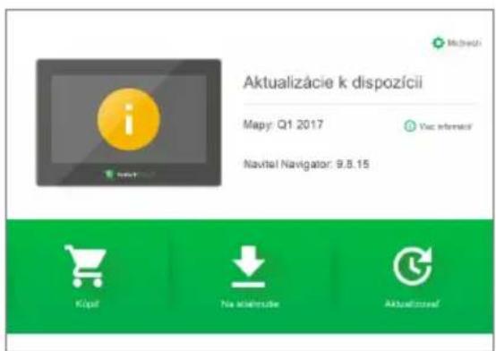 Aktualizácie k dispozícii Mapy: Q1 2017 Navital Navigator: 9.8.15 Képát Na ideřínszám Aktualizácie