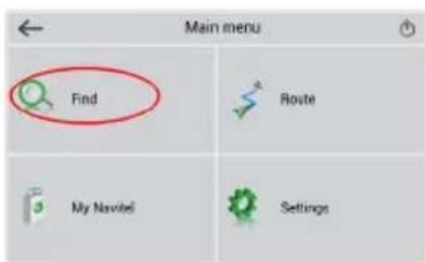 Main menu Find Route My Navibel Settings