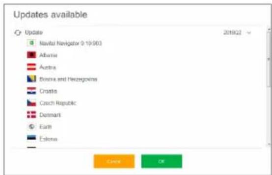 Updates available Update Navital Navigator 0 10:503 Albania Austria Bosnia and Herzegovina Croatia Czech Republic Denmark Earth Estonia 2019Q2 OK