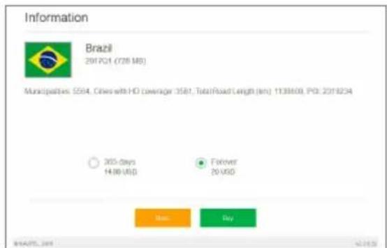 Information Brazil 2017-2021 (728 MB) Municipalities: 5594, Others with HD coverage 3581, TotalRoad Length (ten): 1138609, P0: 2018234 ○ 305 days 14.98 USD ● Forever 20 USD New Day ©A#TS, 2017 42.18.52