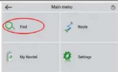 Main menu Find Route My Navitel Settings