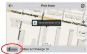 Screenshot of a map interface with location markers and a highlighted red circle in the bottom-left corner.