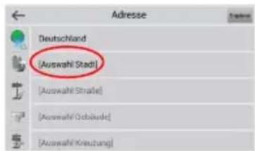 [Auswahl Stadt] [Auswahl Straße] [Auswahl Obozücht] [Auswahl Kreuzung]