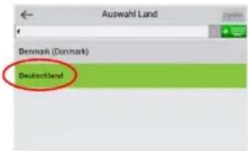 Auswahl Land Denmark (Denmark) Deutschland