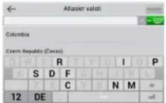 Atlaslet valsti Colombia Czech Republic (Cesio) S D F G H J K L T C V B N M 12 DE